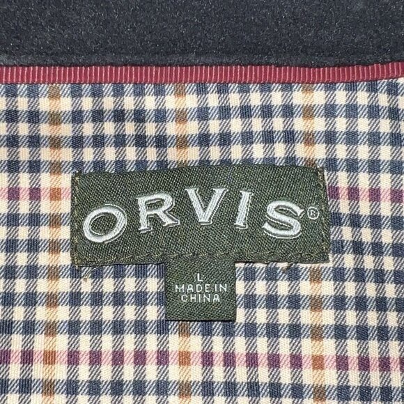 Orvis Wool Jacket‎ Mens Large Full Zip Lined Windbreaker Shoulder Patch Black - Picture 5 of 9